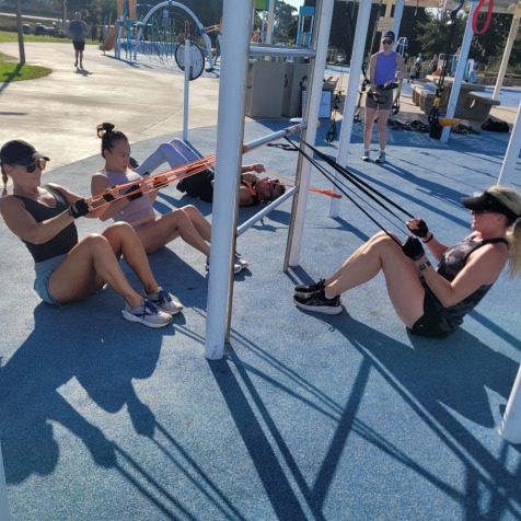 outdoor fitness classes in San Diego park with group training